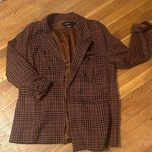 Torrid Brown Plaid Blazer